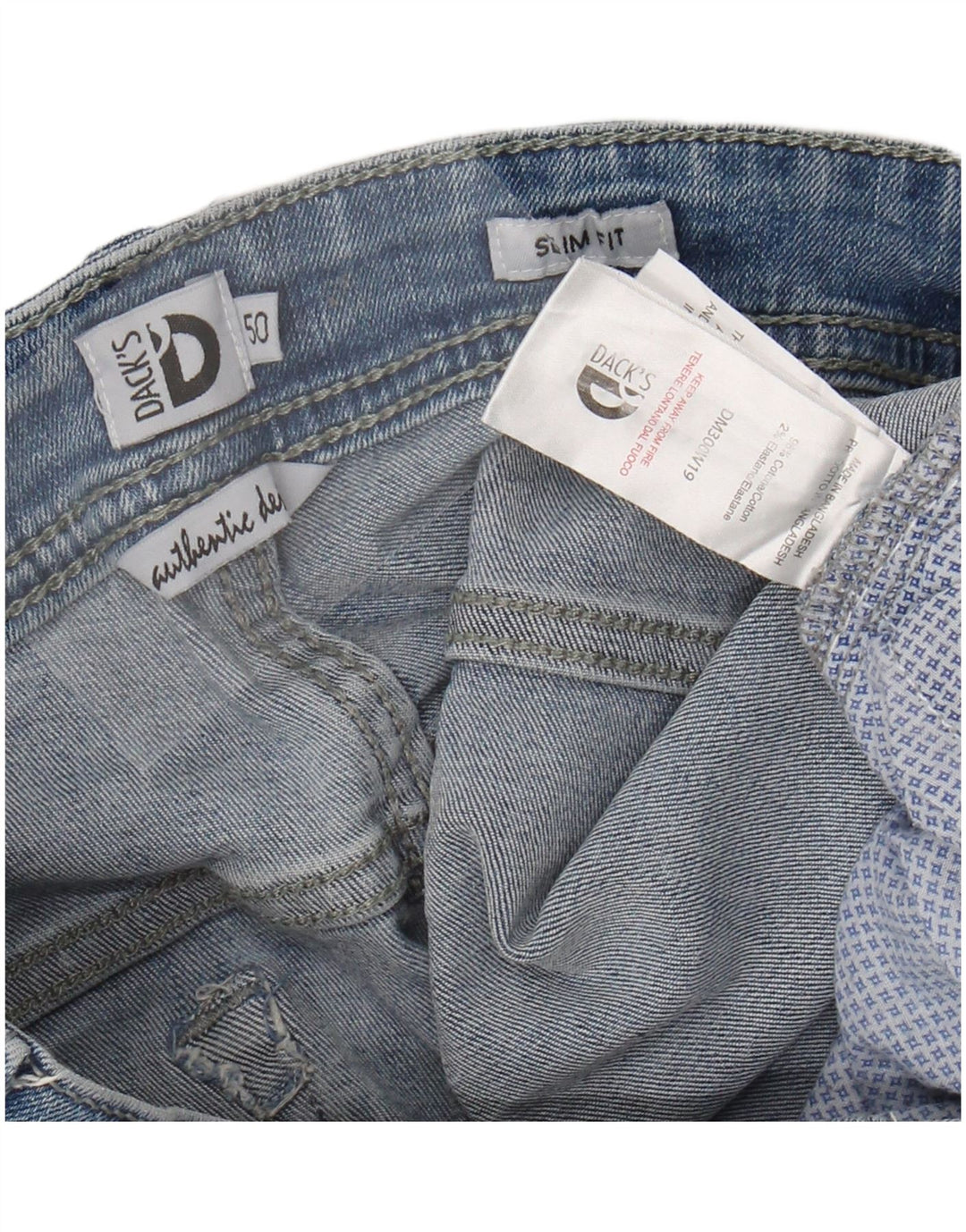 DACK'S Herre Slim Jeans IT 50 Large W34 L31 Blå Bomuld