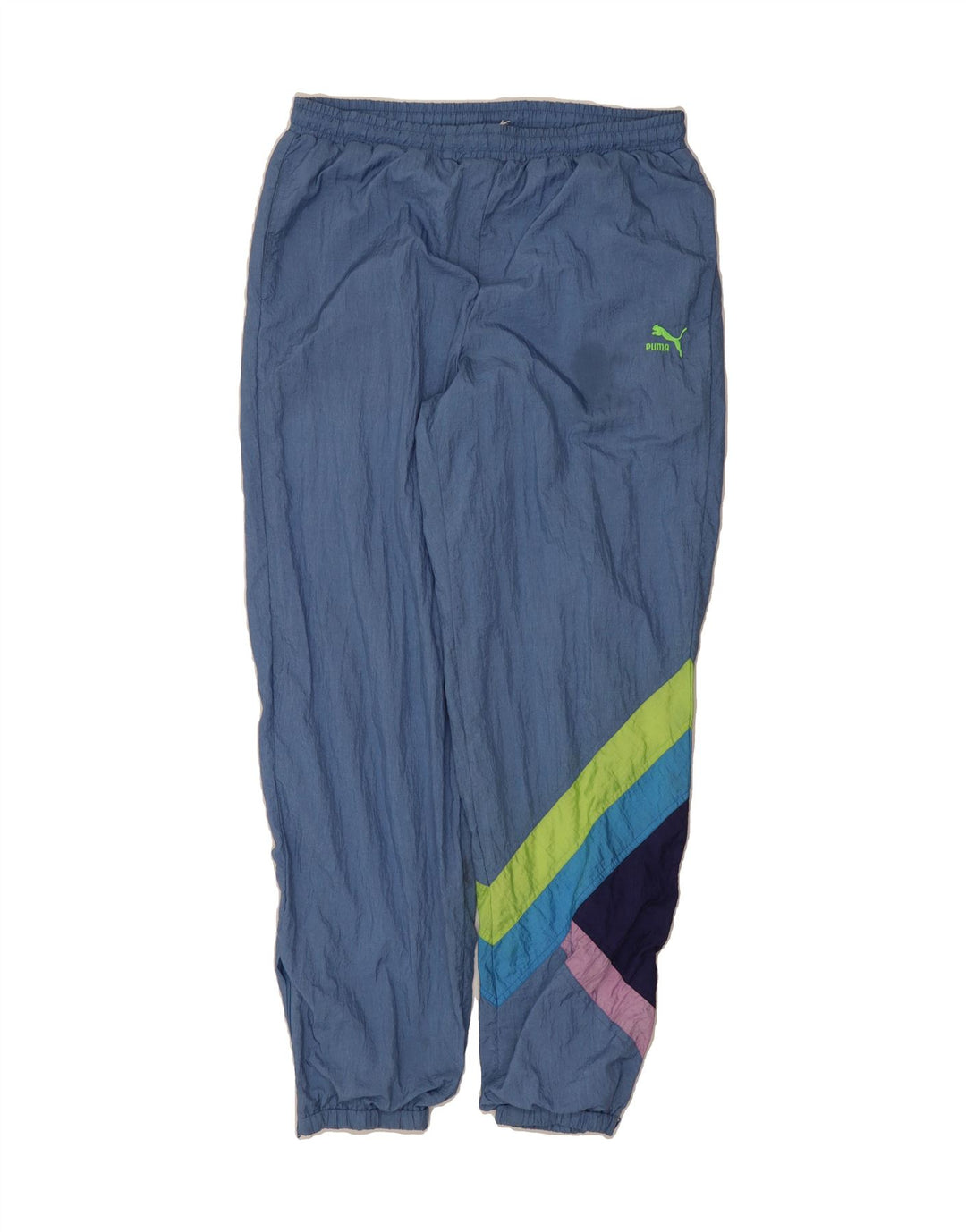 PUMA Mens Tracksuit Trousers Joggers Large Blue Colourblock Polyester Vintage Puma and Second-Hand Puma from Messina Hembry 