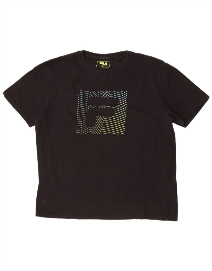 Fila Herre Grafisk T-Shirt Top Medium Sort Bomuld