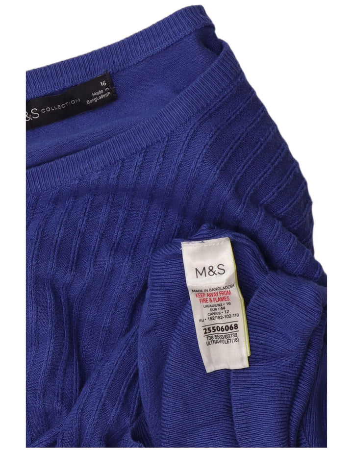 Marks & Spencer Dame Boat Neck Jumper Sweater UK 16 Large Blue Viscose
