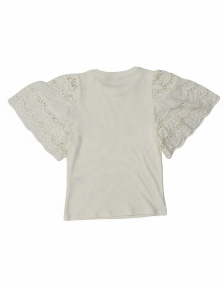 Zara Womens Crop Batwing Bluse Top UK 8 Small White Viscose