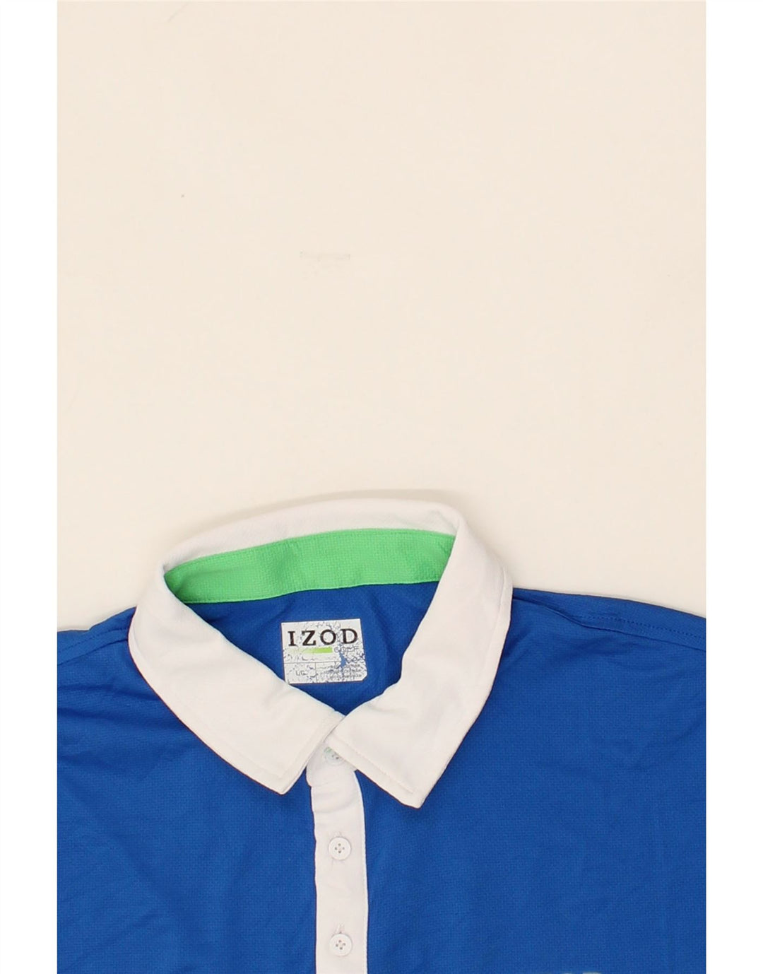 IZOD Mens Polo Shirt Large Blue Colourblock Polyester Vintage Izod and Second-Hand Izod from Messina Hembry 