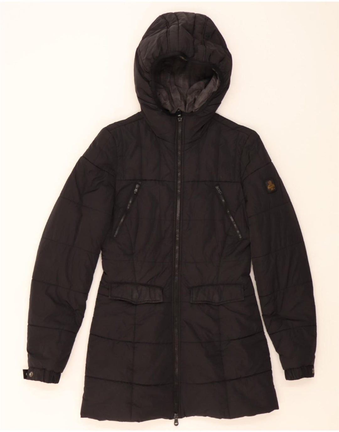REFRIGIWEAR Womens Hooded Padded Coat IT 42 Medium Black Polyamide Vintage Refrigiwear and Second-Hand Refrigiwear from Messina Hembry 