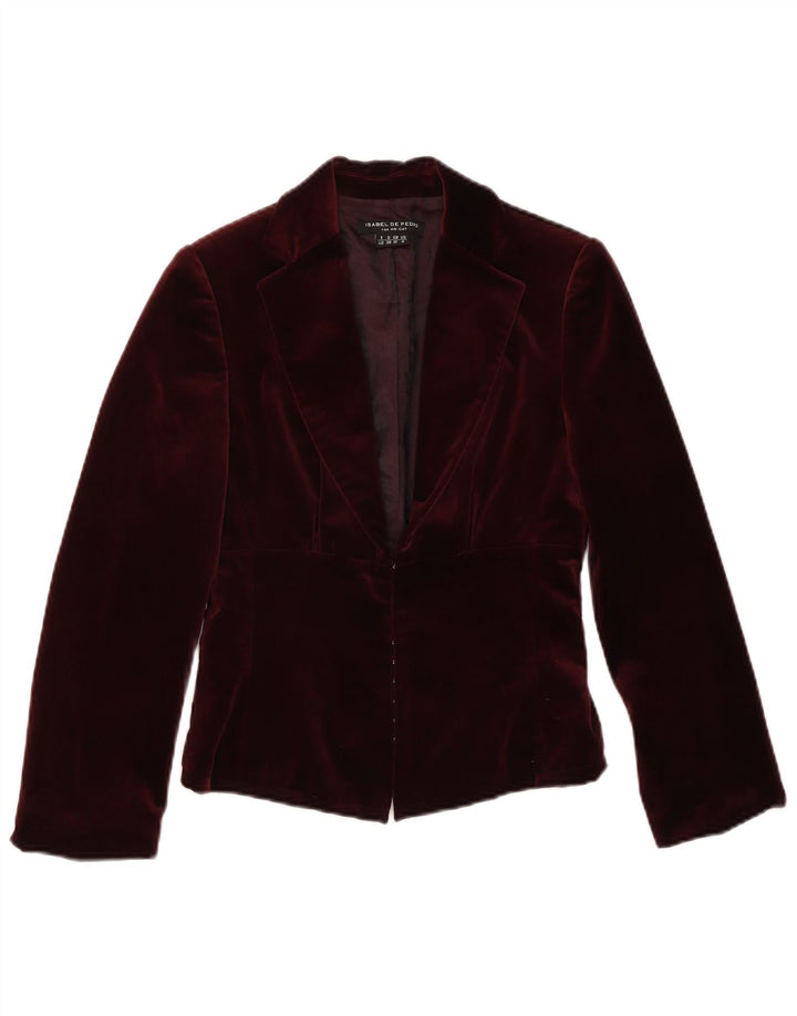 Isabel De Pedro Dame Crop 3/4-ærmet blazerjakke UK 10 Small Maroon