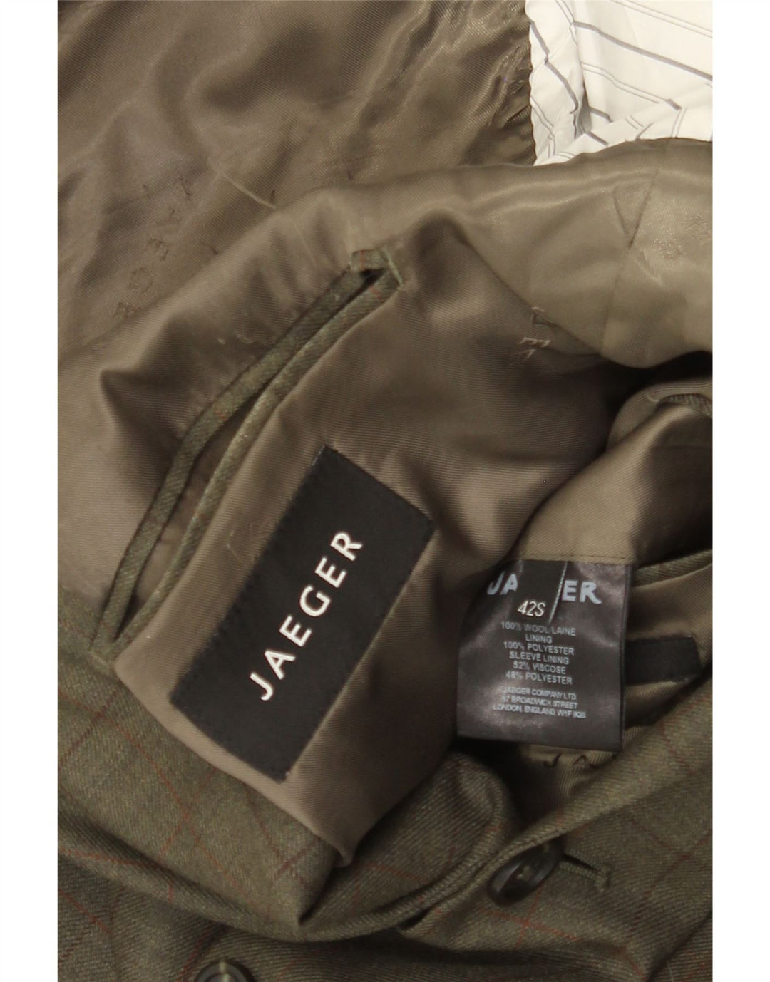 JAEGER Herre 2-knaps blazerjakke UK 42 XL Khaki ternet uld