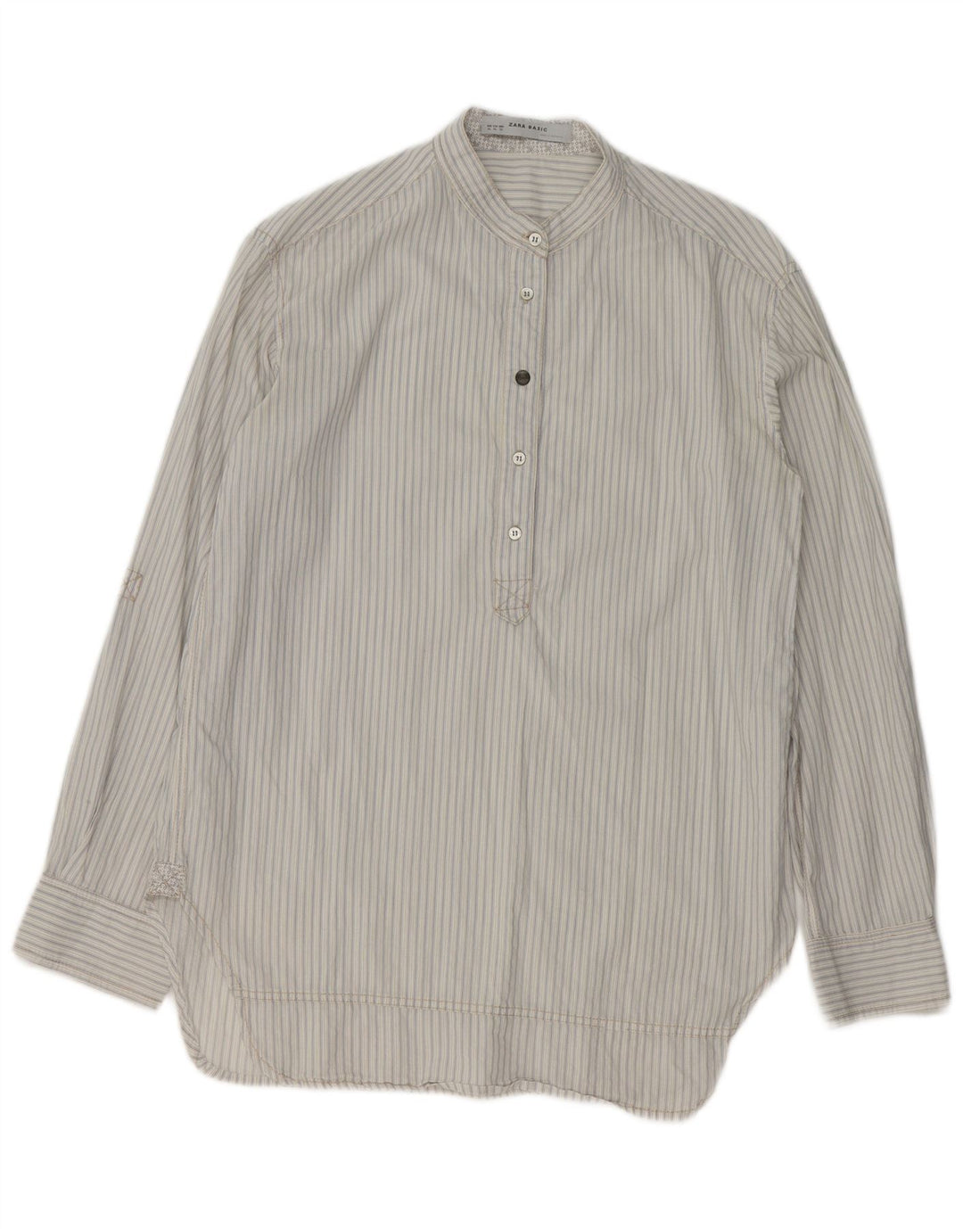 Zara Dame Pullover Shirt UK 18 XL Hvidstribet bomuld