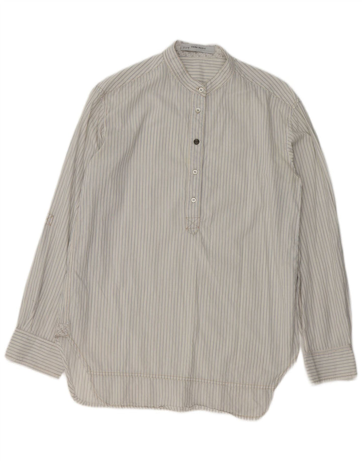 Zara Dame Pullover Shirt UK 18 XL Hvidstribet bomuld
