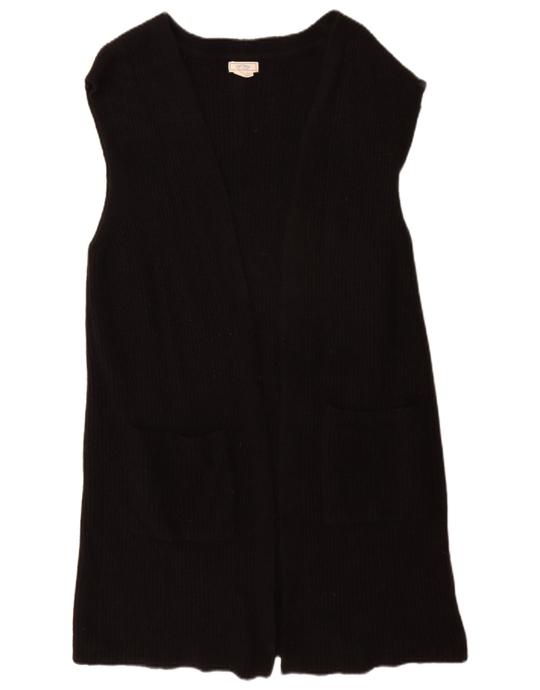 Fat Face Womens Longline ærmeløs cardigan sweater UK 14 Medium Black