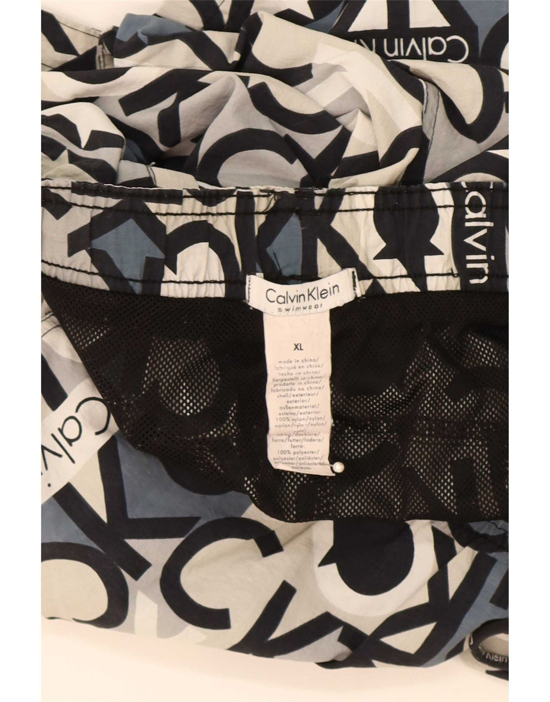 Calvin Klein Herre grafiske svømmeshorts XL Grå Nylon