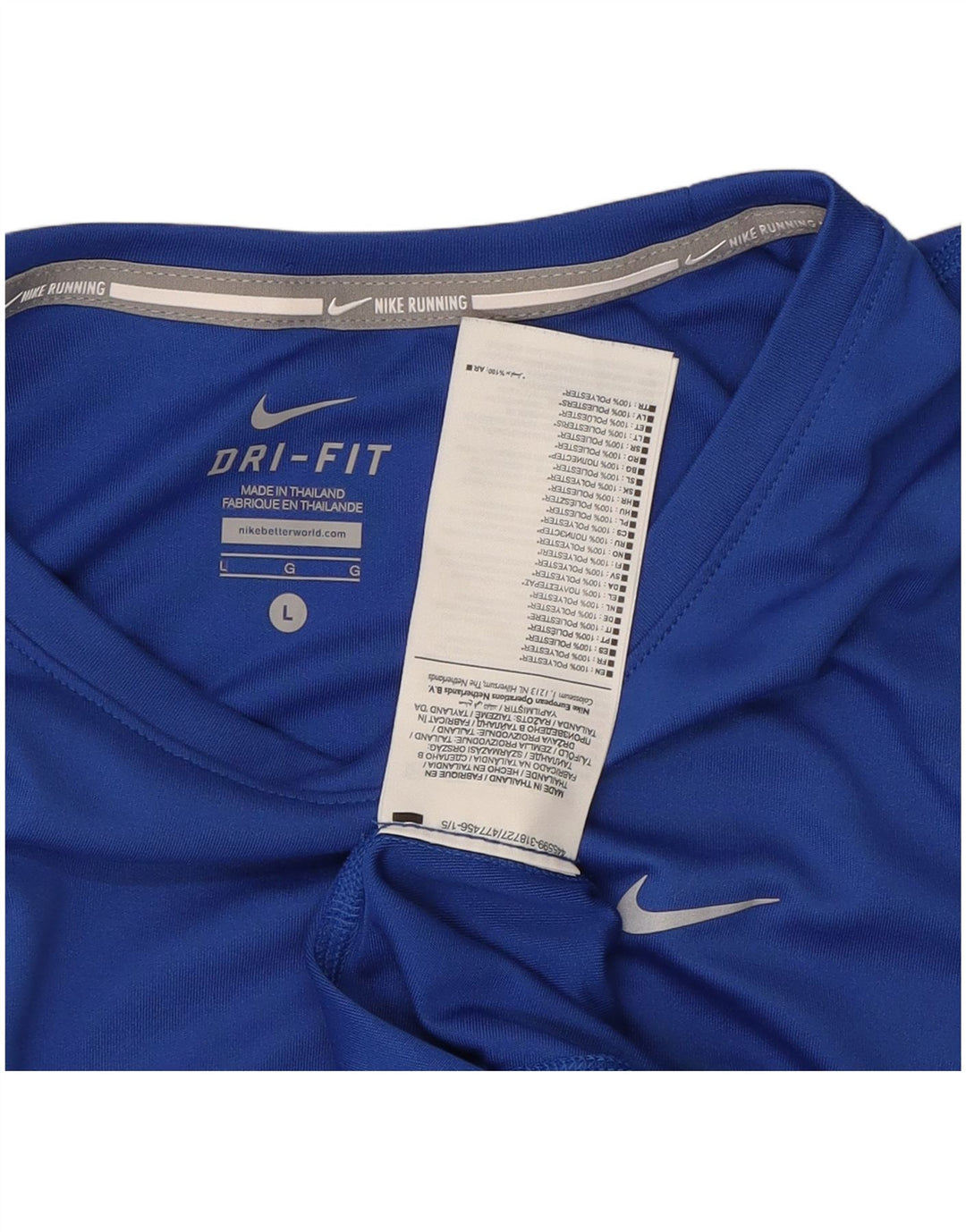 NIKE Womens Dri Fit T-Shirt Top UK 16 Large Blue Polyester