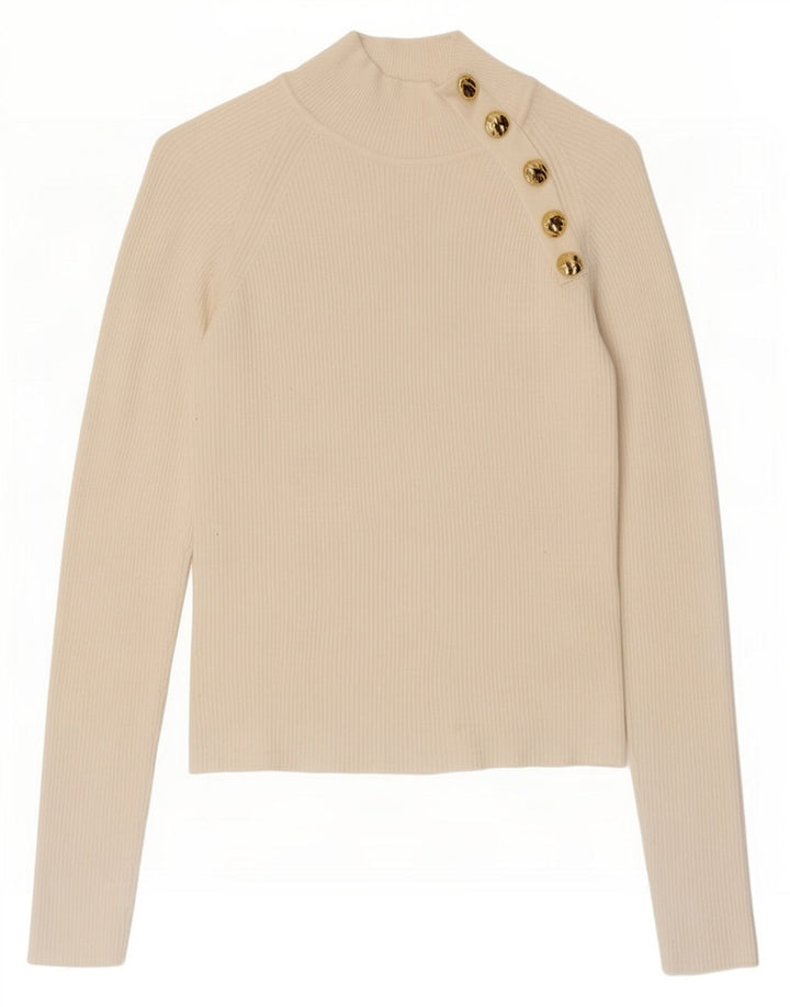 Zara Dametop Langærmet UK 12 Medium Off White Viscose