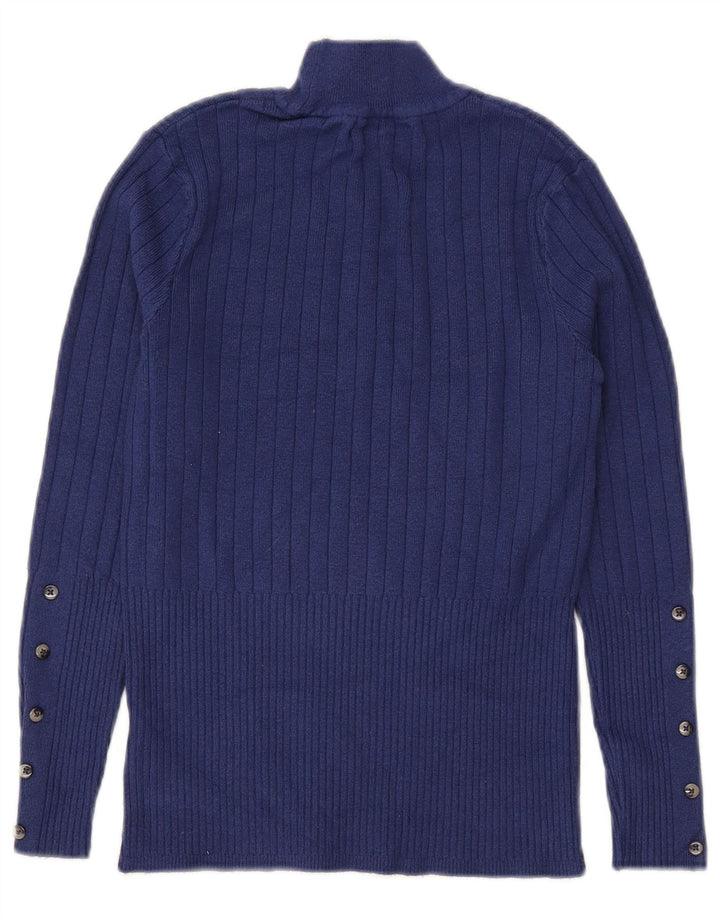 Marks & Spencer Dame Turtle Neck Jumper Sweater UK 10 Small Blue Viscose