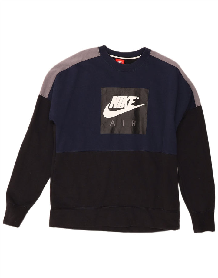Nike Herre grafisk sweatshirt Jumper Medium Navyblå Colourblock Bomuld