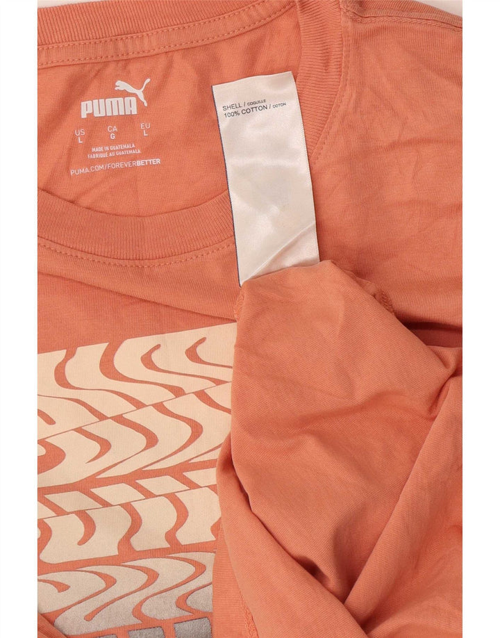 Puma Herre Grafisk T-Shirt Top Stor Orange Bomuld
