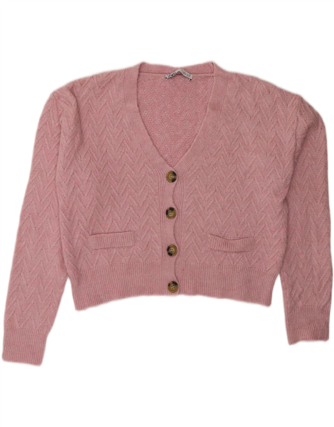 Zara Dame Oversized Cardigan Sweater UK 10 Small Pink