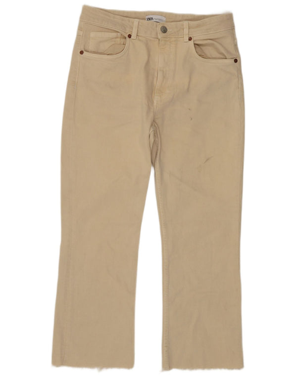 Zara Womens Crop Straight Jeans EU 42 Large W32 L25 Beige Bomuld