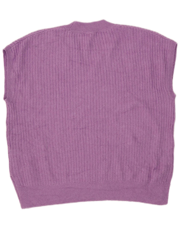 Marks & Spencer Dame Oversized Vest Tank Top UK 16 Large Purple Acrylic