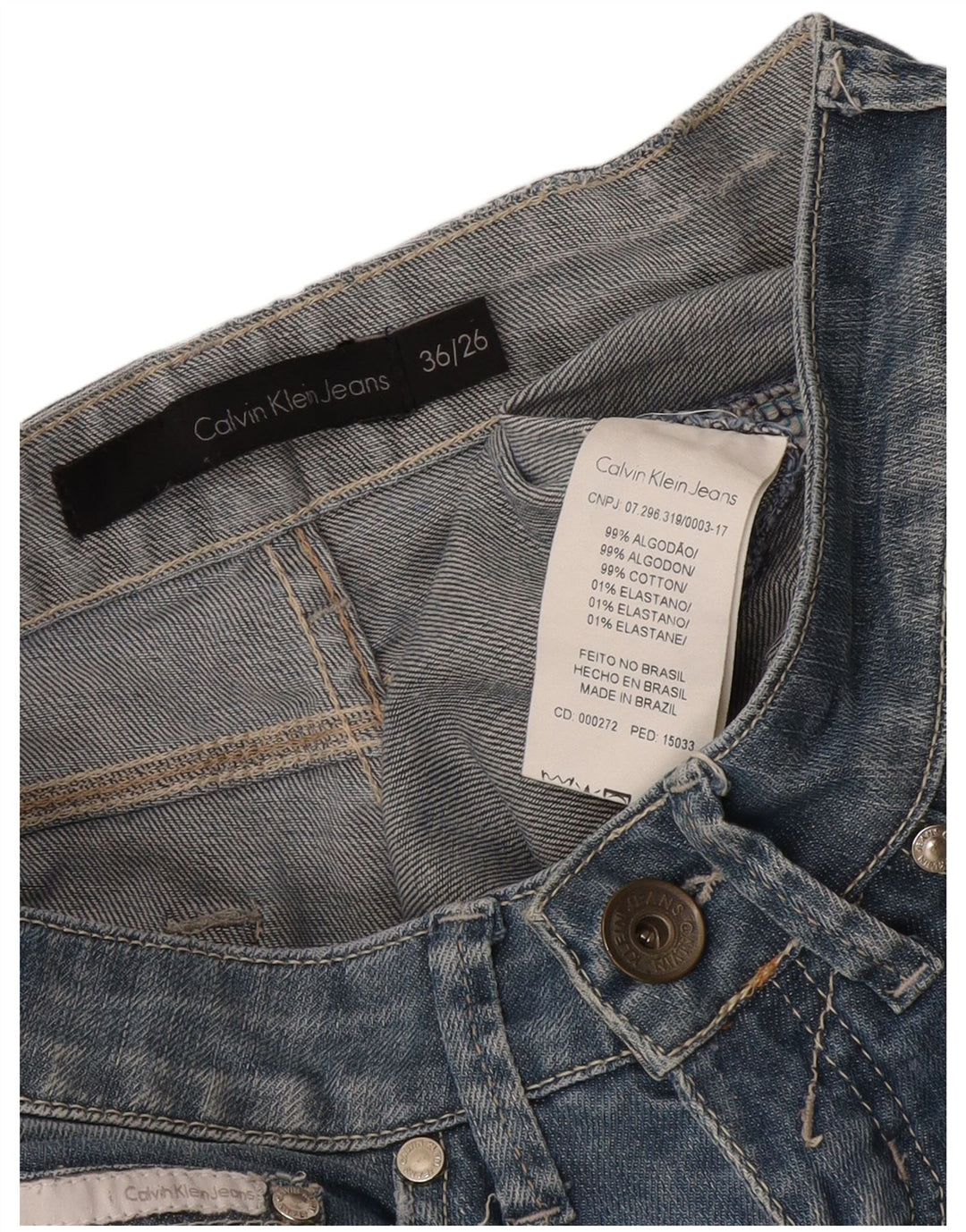 Calvin Klein Dame Straight Jeans W26 L31 Blå Bomuld