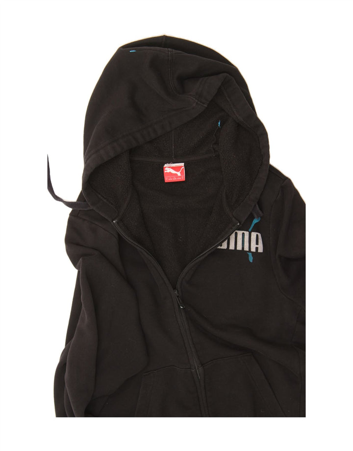 PUMA Mens Graphic Zip Hoodie Sweater Small Black Cotton Vintage Puma and Second-Hand Puma from Messina Hembry 