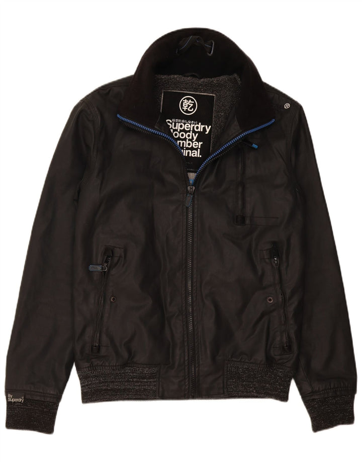 Superdry Herre Bomber Windbreaker Jacket UK 38 Medium Black Nylon