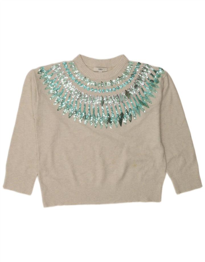 Marks & Spencer Dame sweater med rund hals DK 14 Medium Beige