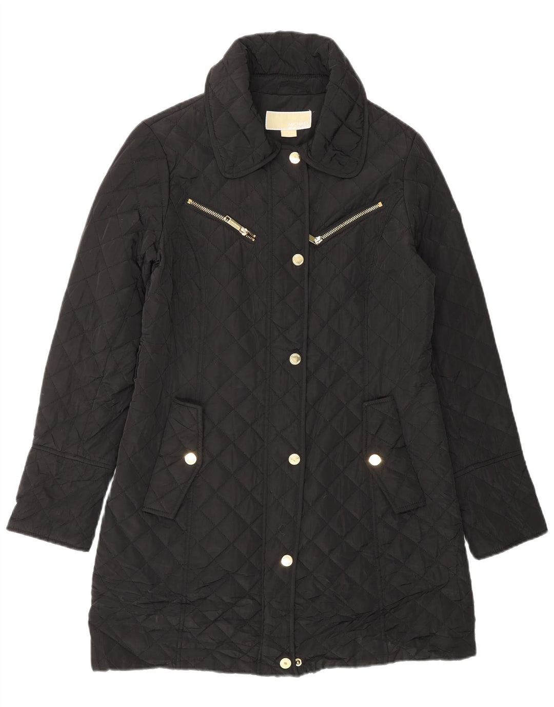 MICHAEL KORS Womens Quilted Jacket UK 10 Small Black Polyester