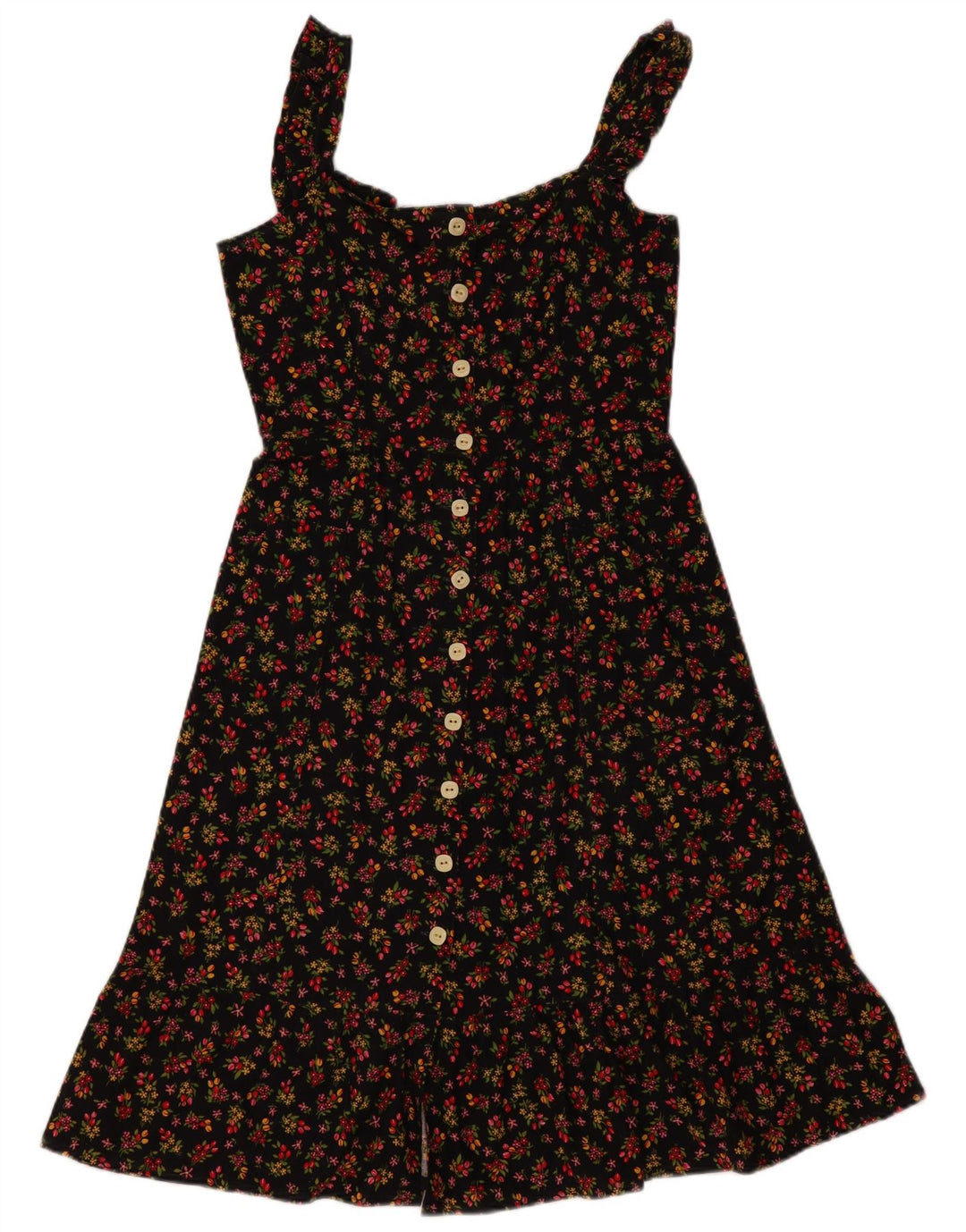 Vintage solkjole til kvinder UK 12 Medium Black Floral