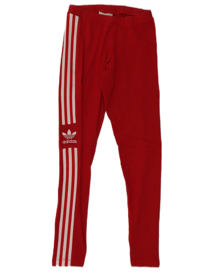 Adidas Dame Grafiske Leggings UK 8 Small Red Bomuld