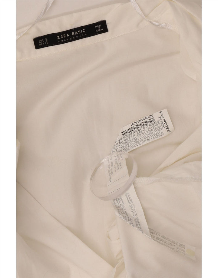 Zara Dame Langærmet Shift Dress UK 10 Small White Bomuld