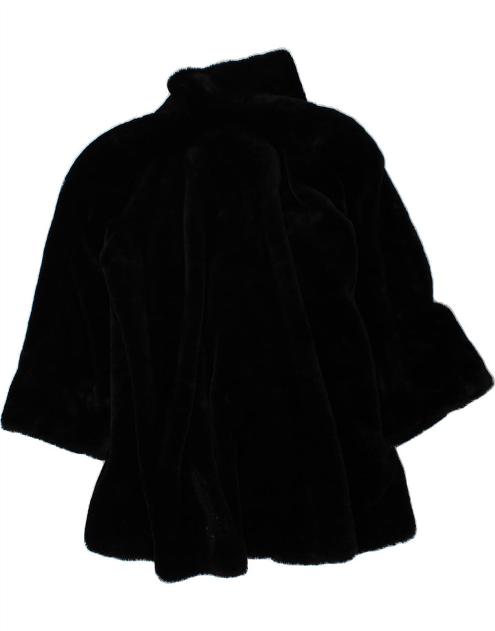 VINTAGE Womens Faux Fur Overcoat IT 46 Large Black Modacryl Vintage Vintage and Second-Hand Vintage from Messina Hembry 