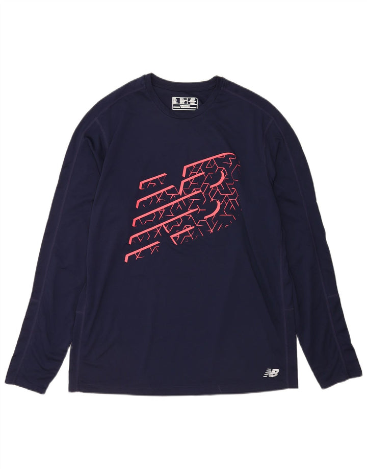 New Balance Herre grafisk top langærmet stor marineblå polyester