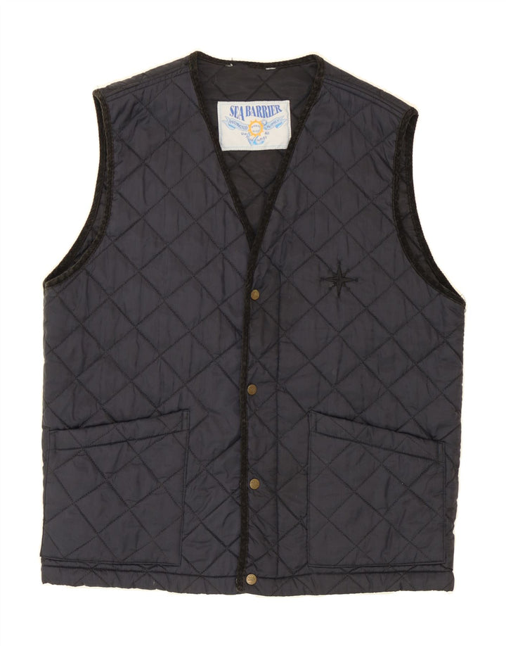 SEA BARRIER Mens Quilted Gilet UK 38 Medium Navy Blue Vintage Sea Barrier and Second-Hand Sea Barrier from Messina Hembry 