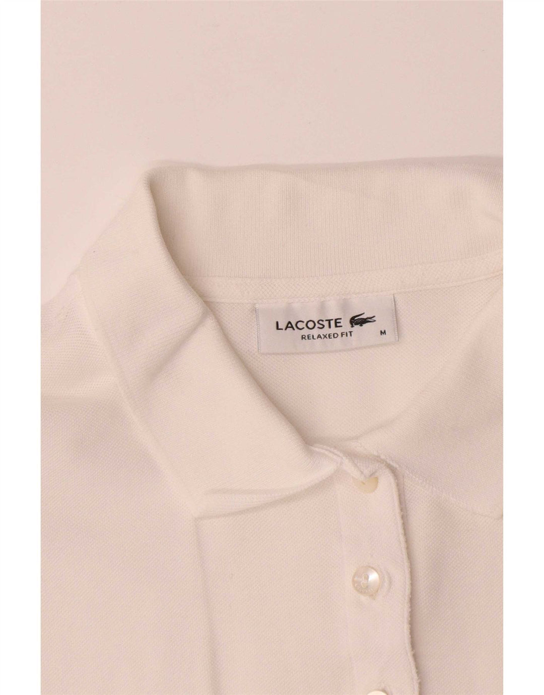 Lacoste Dame afslappet pasform poloskjorte UK 14 Medium hvid bomuld