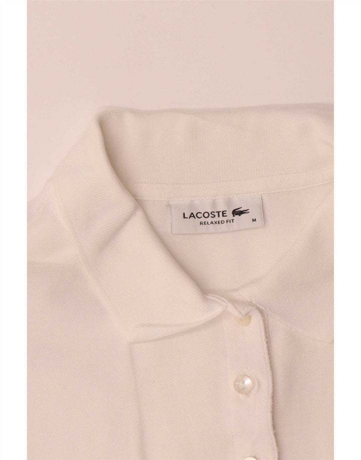 Lacoste Dame afslappet pasform poloskjorte UK 14 Medium hvid bomuld