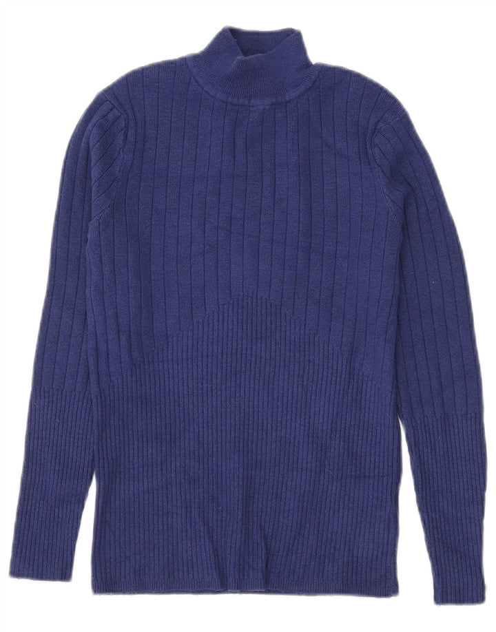 Marks & Spencer Dame Turtle Neck Jumper Sweater UK 10 Small Blue Viscose