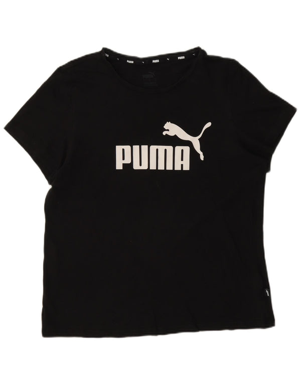Puma Grafisk T-Shirt Top UK 16 Stor Sort Bomuld
