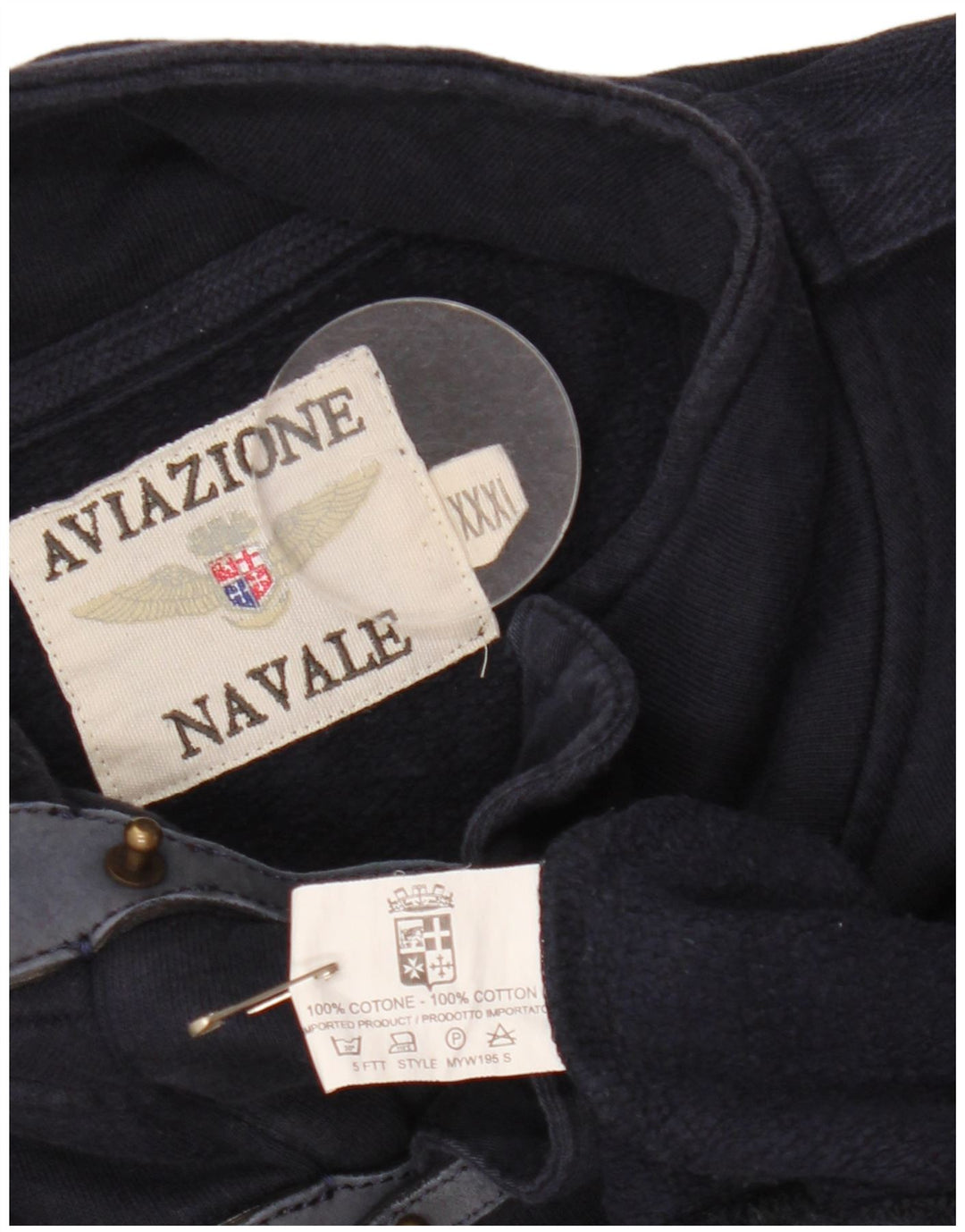 Aviazione Navale Herre Grafisk Button Neck Sweatshirt Jumper 3XL Navy Blue