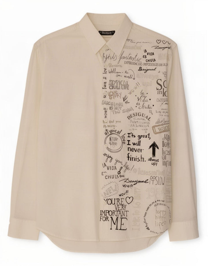 Desigual Herre grafisk skjorte XL Hvid