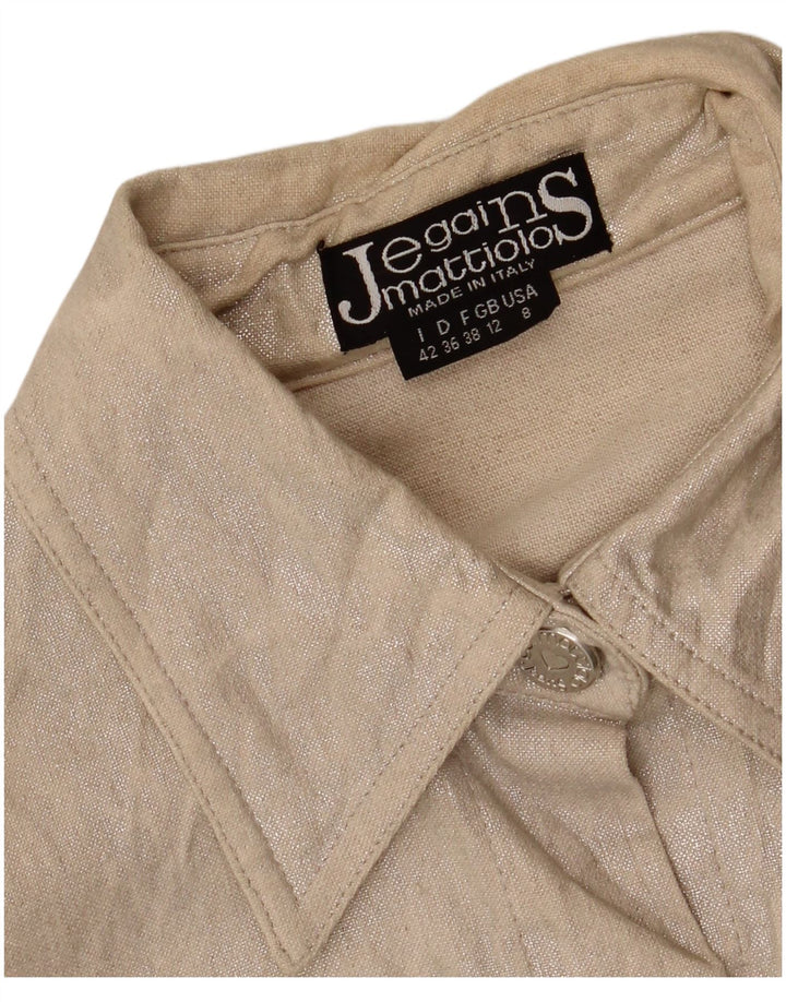 Jegains Mattiolo Womens Bomber Jacket UK 12 Medium Beige Linen