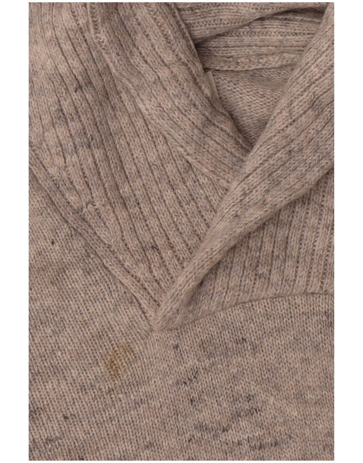 Marks & Spencer Herre Shawl Neck Jumper Sweater Large Grey Flecked Lammeuld