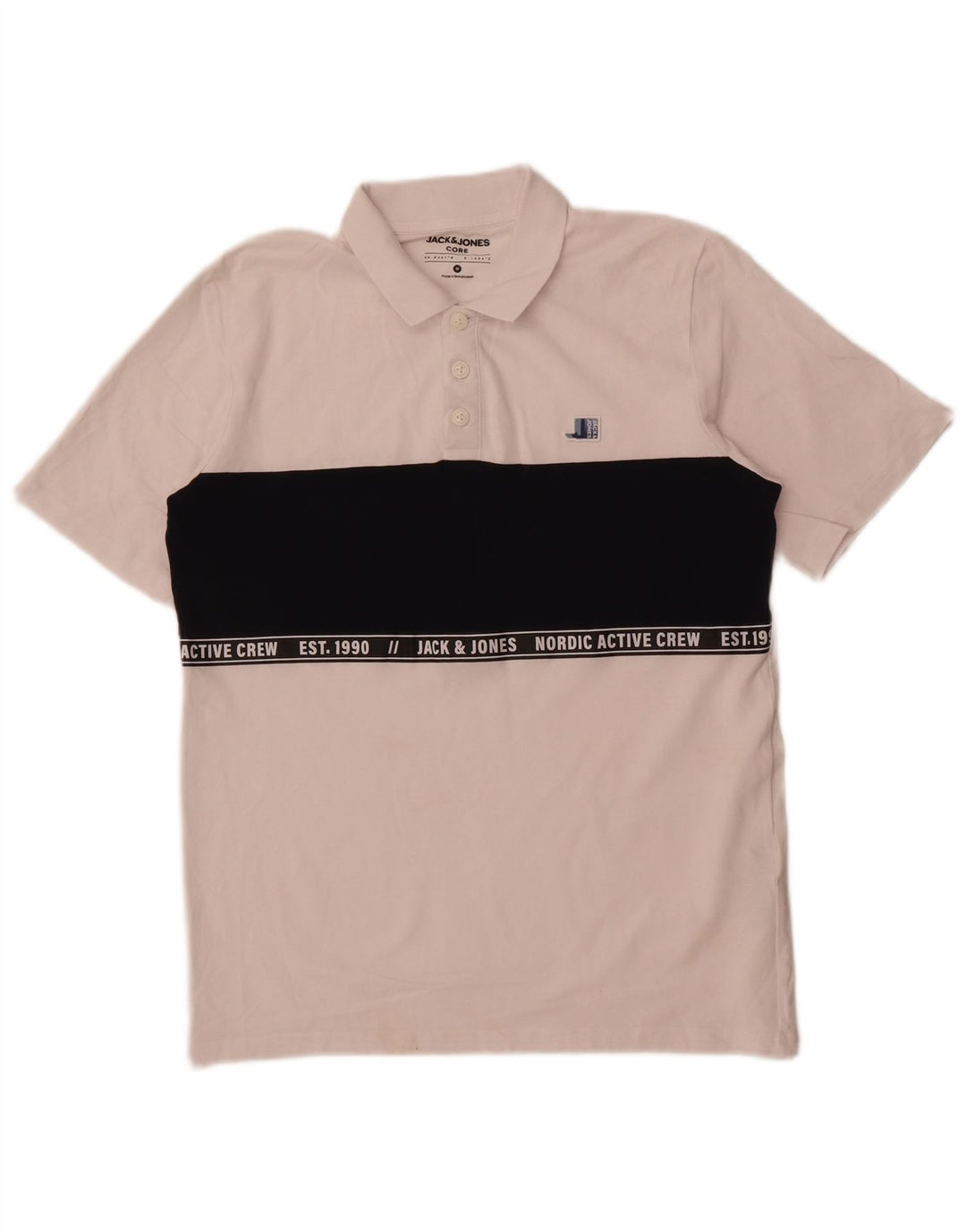 Jack & Jones Herre grafisk poloshirt Medium White Colourblock Bomuld