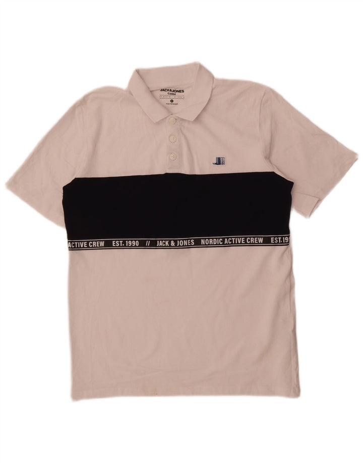 Jack & Jones Herre grafisk poloshirt Medium White Colourblock Bomuld
