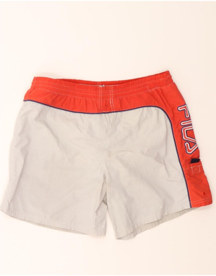 FILA Mens Graphic Swimming Shorts Medium White Colourblock Polyamide Vintage Fila and Second-Hand Fila from Messina Hembry 