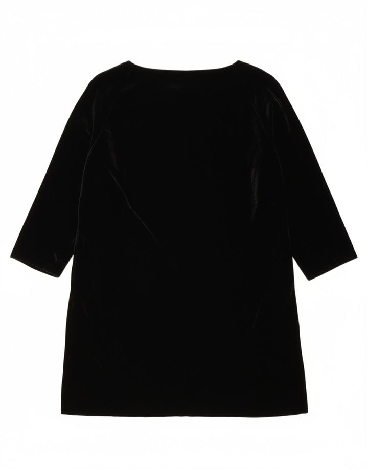 ASPESI Womens Velvet 3/4 Sleeve Shift Dress IT 44 Medium Black