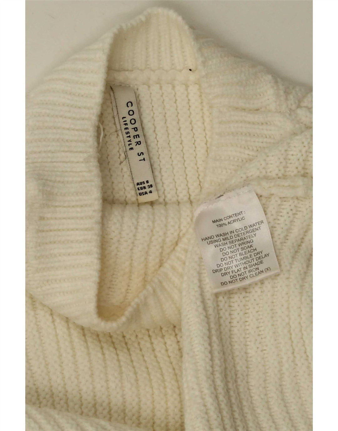 Cooper Dame 3/4 ærmet Turtle Neck sweater UK 8 Small White