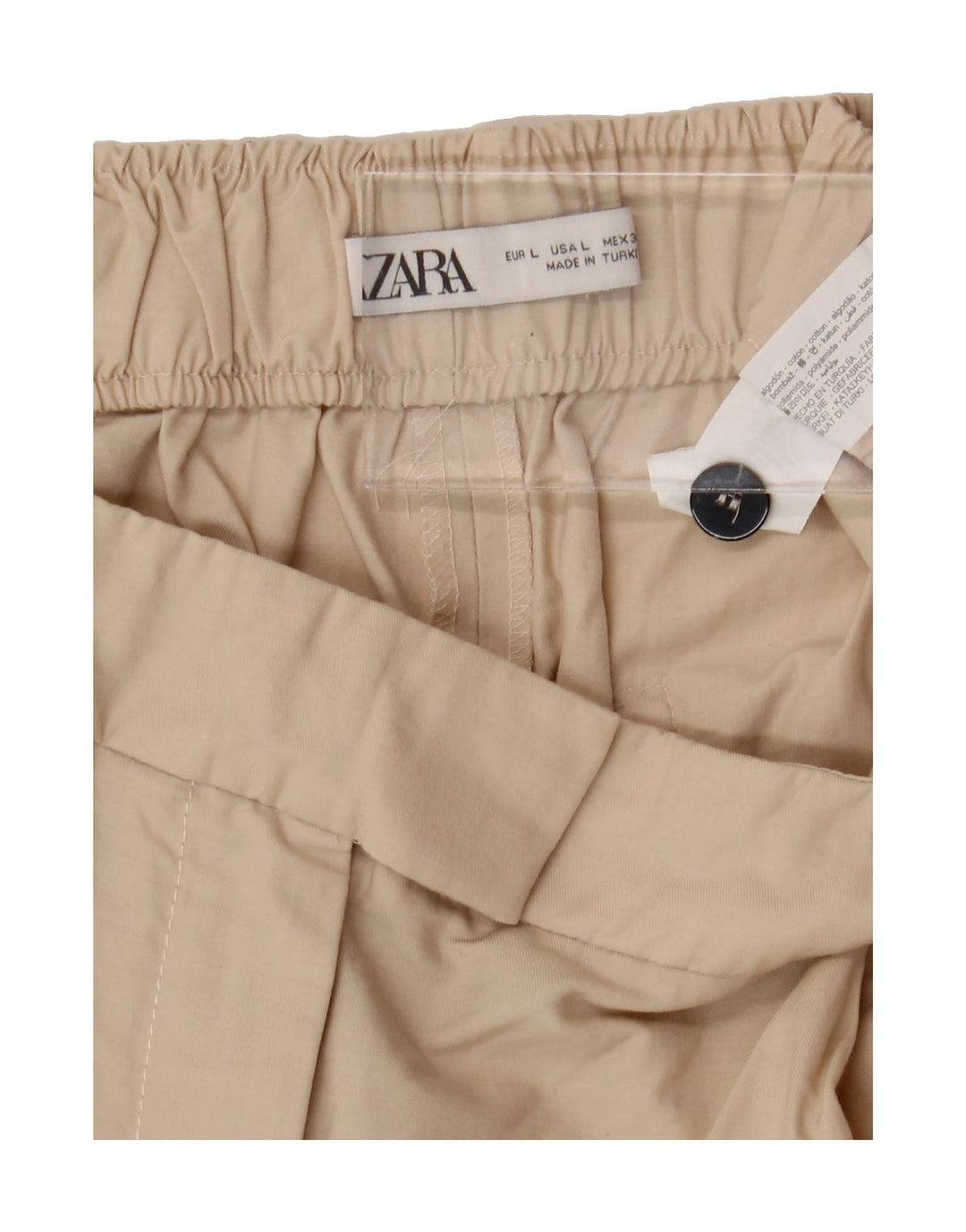 ZARA Womens Pegged Suit Trousers Large W38 L29 Beige Cotton Vintage Zara and Second-Hand Zara from Messina Hembry 