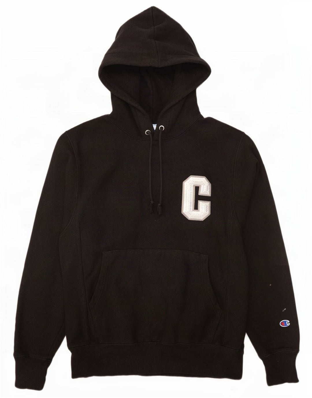 Champion Herre Reverse Weave Grafisk Hoodie Jumper Lille sort bomuld