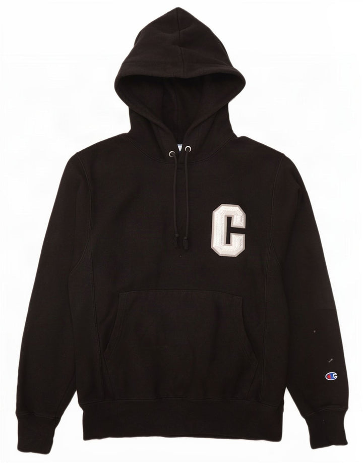Champion Herre Reverse Weave Grafisk Hoodie Jumper Lille sort bomuld