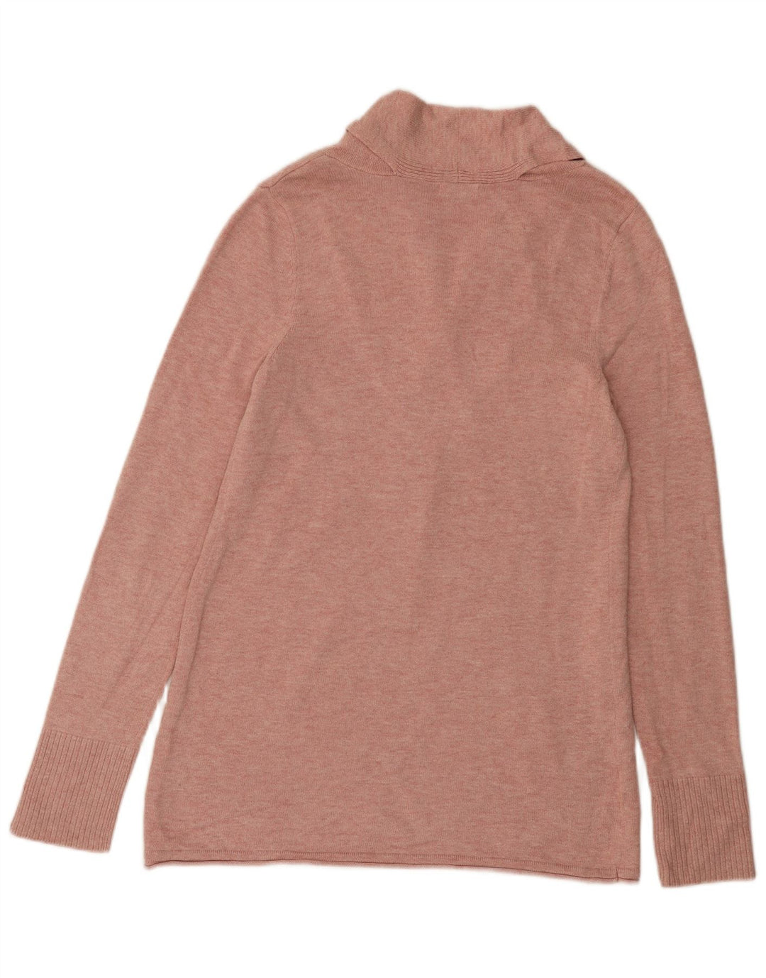 Eddie Bauer Dame Shawl Neck Jumper Sweater UK 12 Medium Pink Bomuld