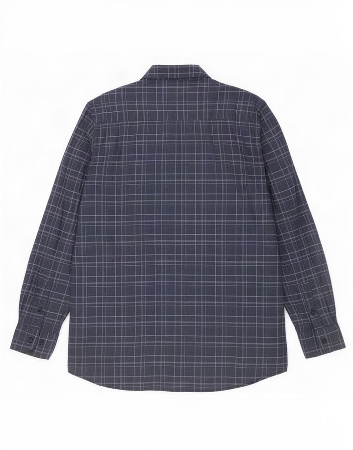 Massimo Dutti herreskjorte XL marineblå plaid bomuld